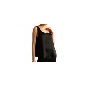NEW ROSE & CROWN satin crinkle top in black